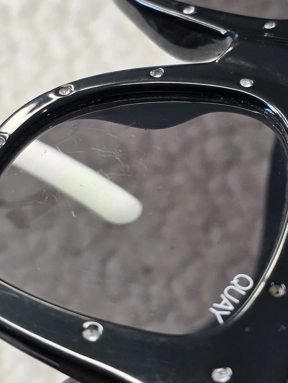 Quay Australia Black Rhinestone Square Sunglasses — Studded Frame